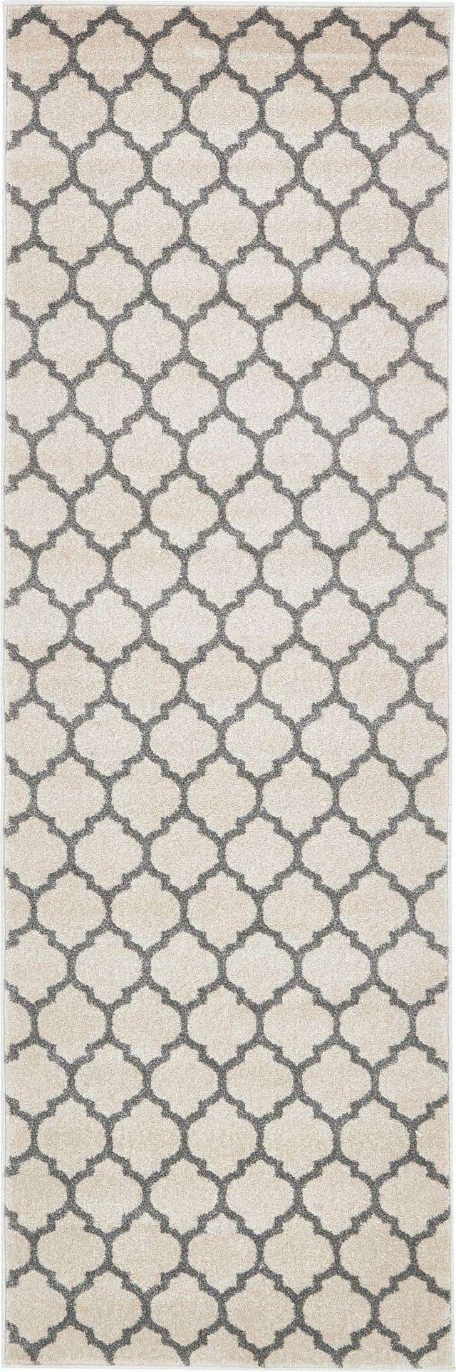 Beige and Gray 2' 7 x 8' Trellis Runner Area Rug