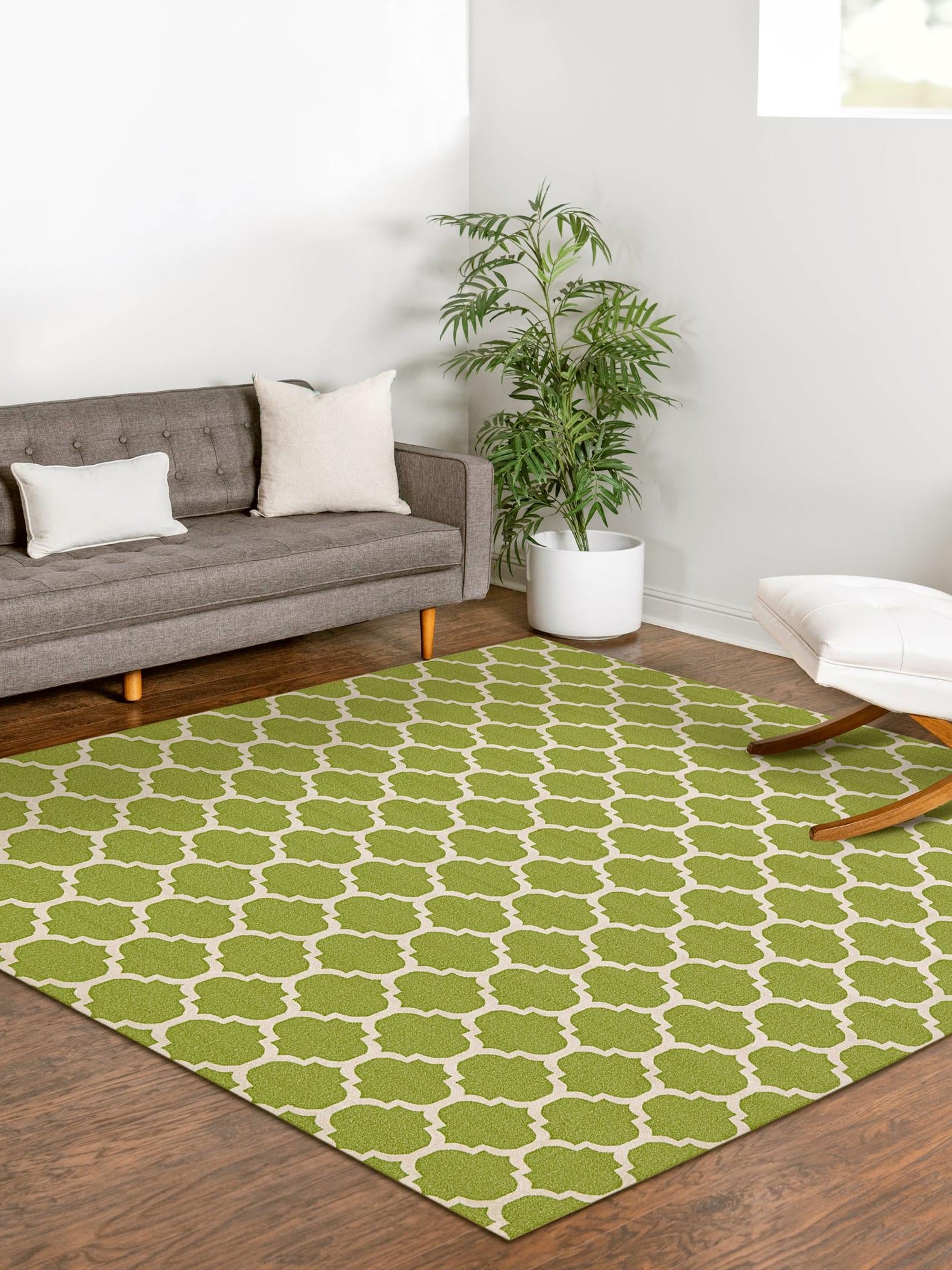Light Green 6' 1 x 6' 1 Trellis Square Area Rug