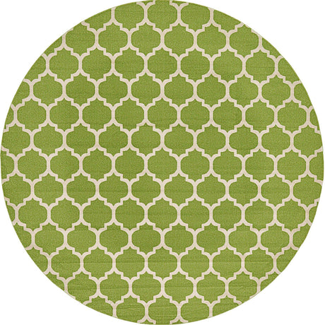 Light Green 10' x 10' Trellis Round Area Rug