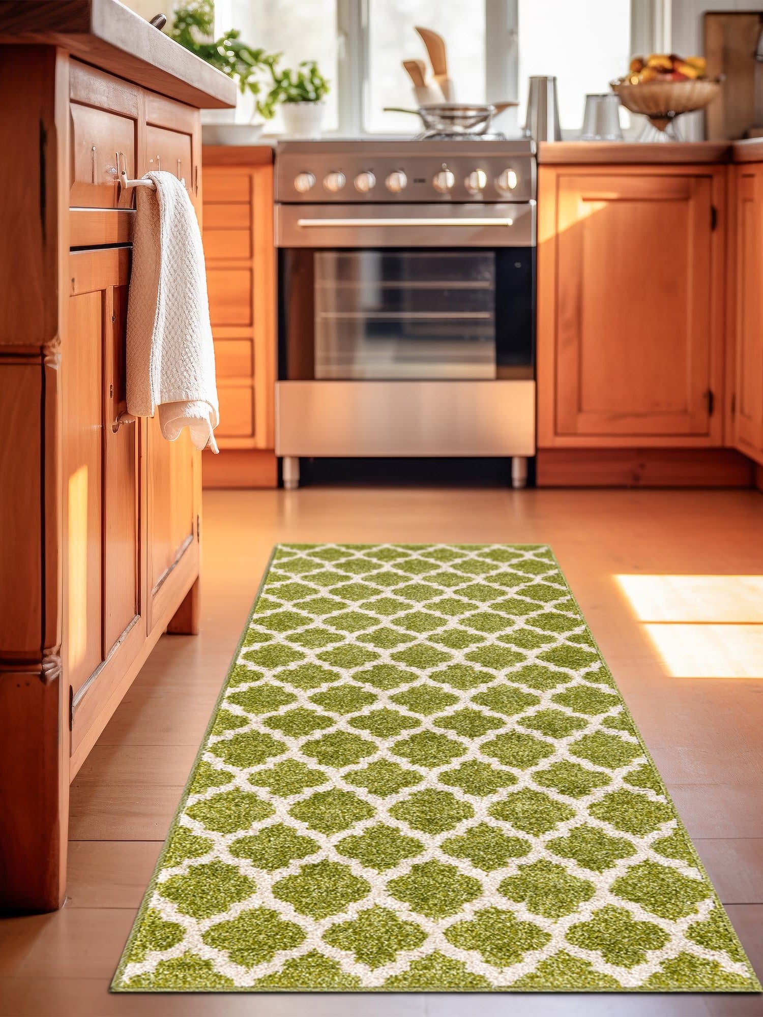 Light Green 2' x 6' 1 Trellis Runner Area Rug