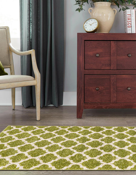 Light Green 2' 7 x 13' 1 Trellis Runner Area Rug Geometric Modern Unique Durable Easy Clean Carpet for Contemporary Interior Design for Sale at Rug Engine