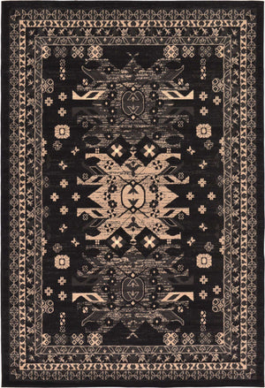 Black 6' 1 x 9' Taftan Rectangle Area Rug