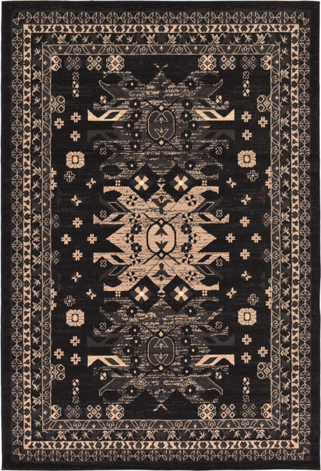 Black 6' 1 x 9' Taftan Rectangle Area Rug