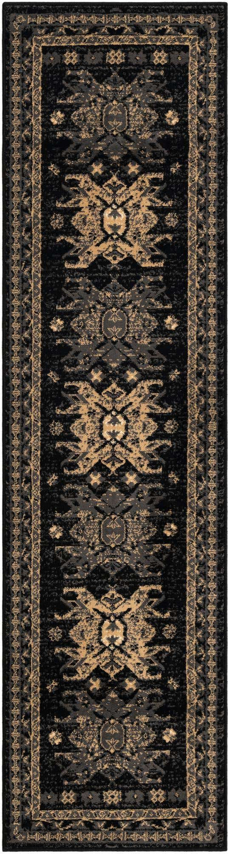 Black 2' x 8' 2 Taftan Runner Area Rug