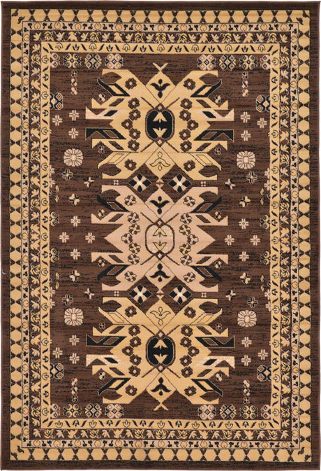 Brown 6' 1 x 9' Taftan Rectangle Area Rug