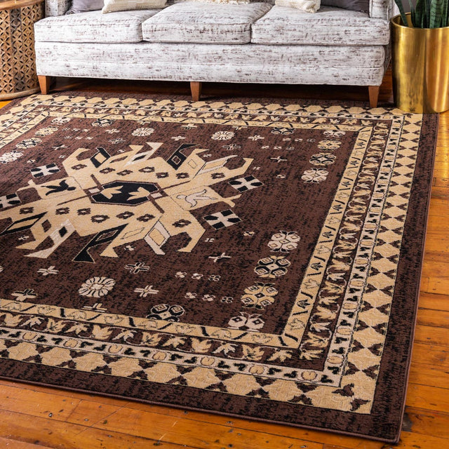 Brown 7' 10 x 7' 10 Taftan Square Area Rug