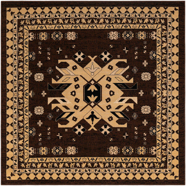 Brown 7' 10 x 7' 10 Taftan Square Area Rug