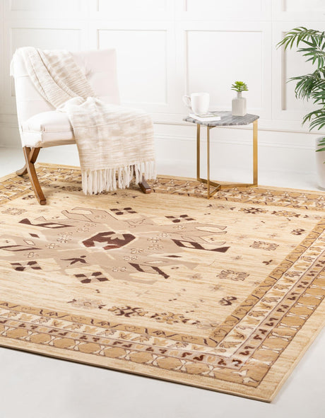 Ivory 7' 10 x 7' 10 Taftan Square Area Rug Durable 100% Polypropylene Classic Traditional Design Easy Clean Carpet for Home Interiors for Sale at Rug Engine