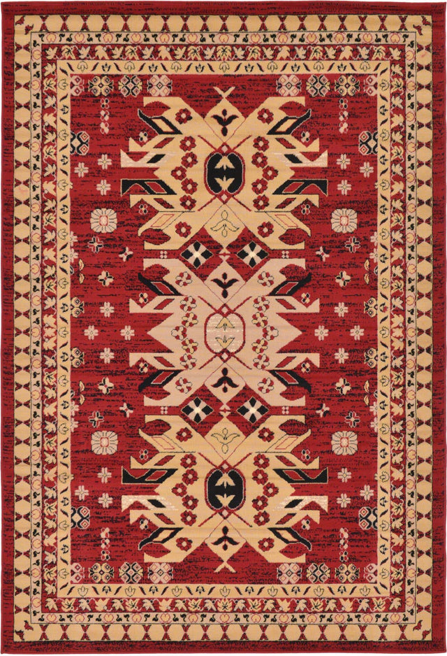 Red 6' 1 x 9' Taftan Rectangle Area Rug