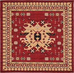 Red 7' 10 x 7' 10 Taftan Square Area Rug