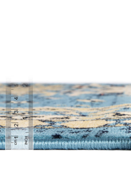 Light Blue 2' 7 x 10' Taftan Runner Area Rug Durable 100% Polypropylene Classic Traditional Design Easy Clean Carpet for Home Interiors for Sale at Rug Engine