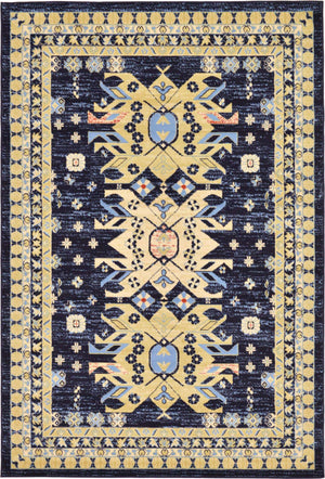 Navy Blue 6' 1 x 9' Taftan Rectangle Rug