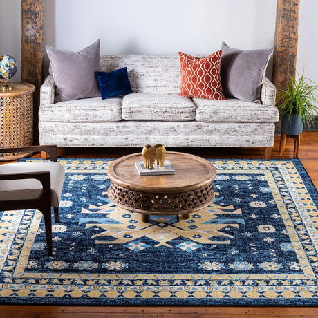 Navy Blue 7' 10 x 7' 10 Taftan Square Area Rug