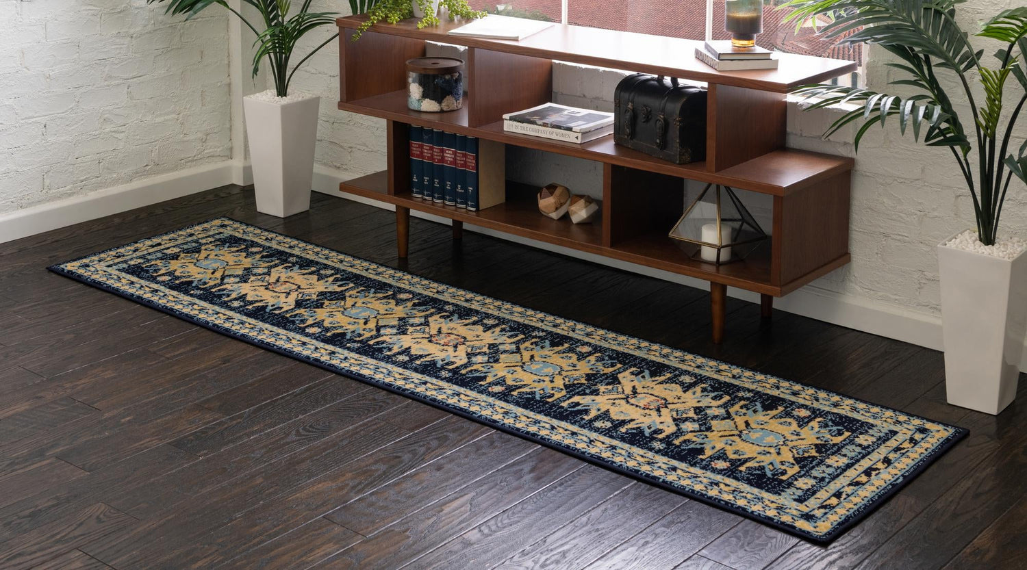 Navy Blue 2' x 8' 2 Taftan Runner Area Rug