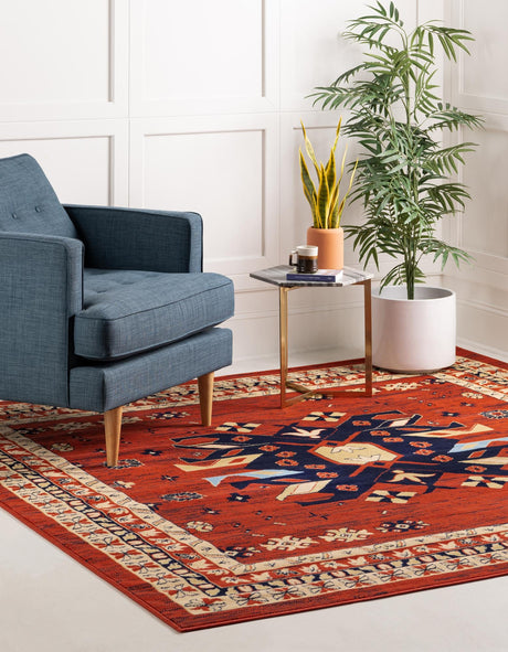 Terracotta 7' 10 x 7' 10 Taftan Square Area Rug Durable 100% Polypropylene Classic Traditional Design Easy Clean Carpet for Home Interiors for Sale at Rug Engine