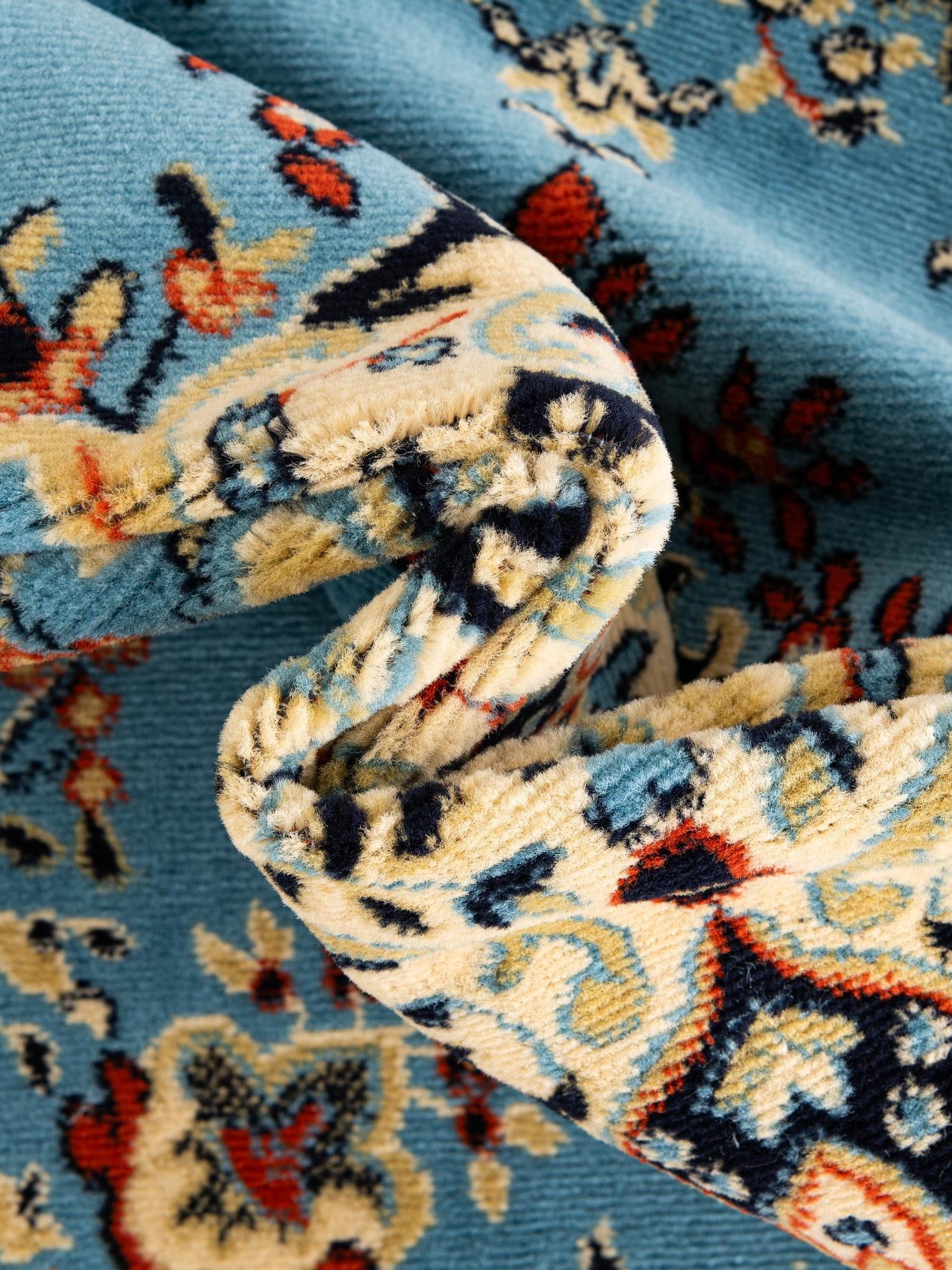 Light Blue 3' 1 x 16' 5 Reza Runner Area Rug 100% Polypropylene Easy Clean Traditional Motif Classic Carpet for Home Interiors for Sale at Rug Engine