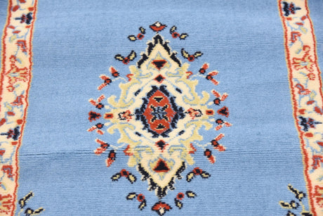 Light Blue 2' x 8' 2 Reza Runner Area Rug 100% Polypropylene Easy Clean Traditional Motif Classic Carpet for Home Interiors for Sale at Rug Engine