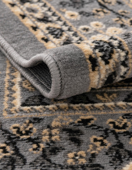 Gray 2' 7 x 10' Reza Runner Area Rug 100% Polypropylene Easy Clean Traditional Motif Classic Carpet for Home Interiors for Sale at Rug Engine