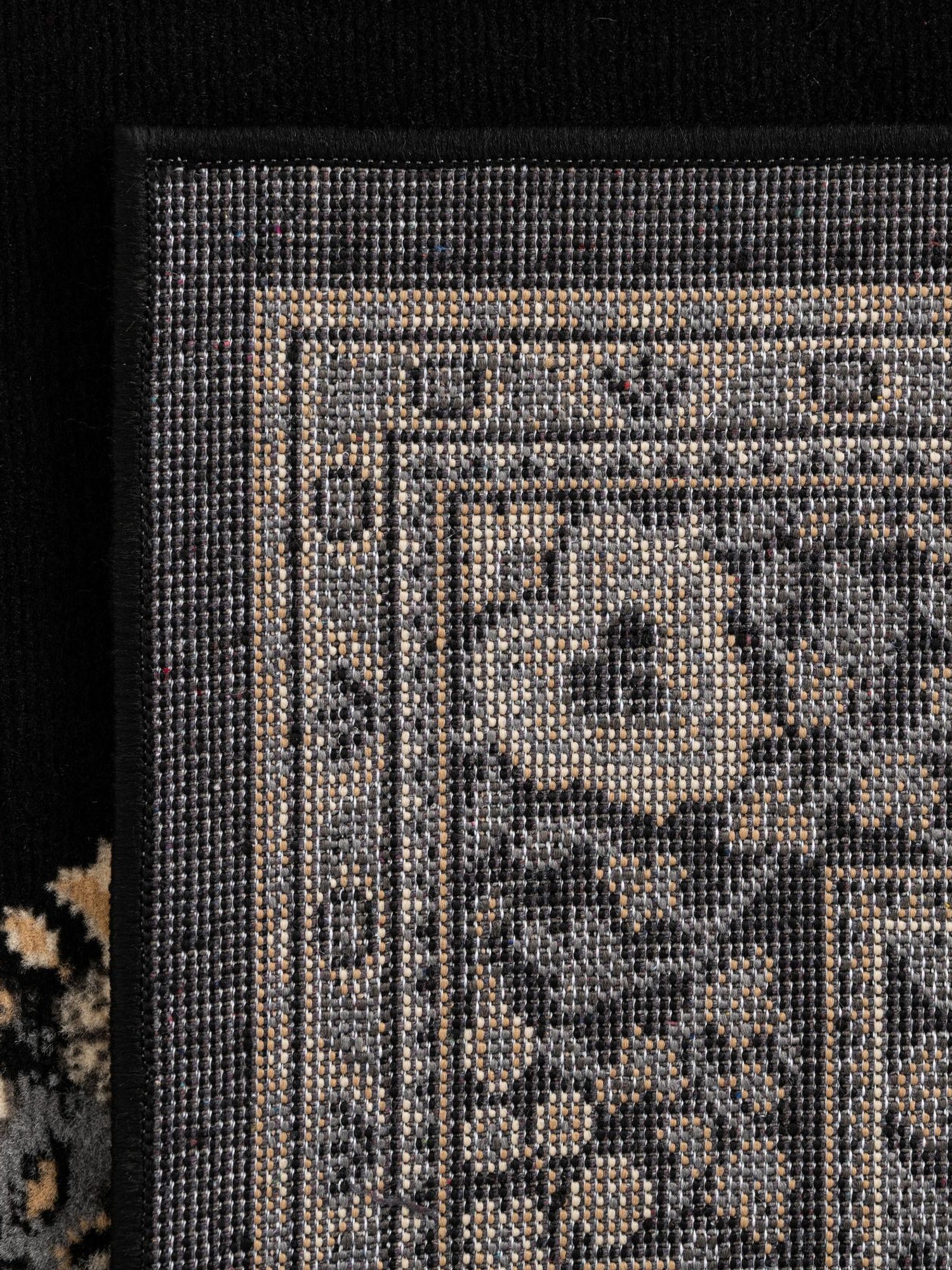 Black 4' 1 x 6' 1 Reza Rectangle Area Rug 100% Polypropylene Easy Clean Traditional Motif Classic Carpet for Home Interiors for Sale at Rug Engine
