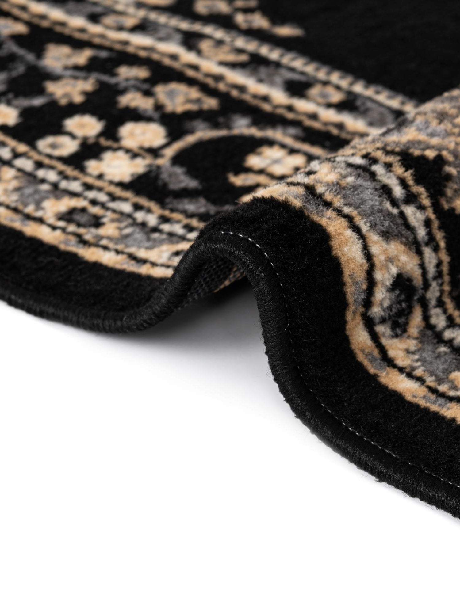 Black 4' 1 x 6' 1 Reza Rectangle Area Rug 100% Polypropylene Easy Clean Traditional Motif Classic Carpet for Home Interiors for Sale at Rug Engine