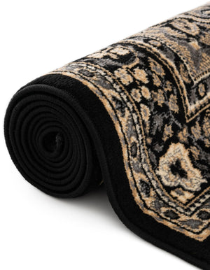 Black 6' 1 x 6' 1 Reza Round Area Rug 100% Polypropylene Easy Clean Traditional Motif Classic Carpet for Home Interiors for Sale at Rug Engine