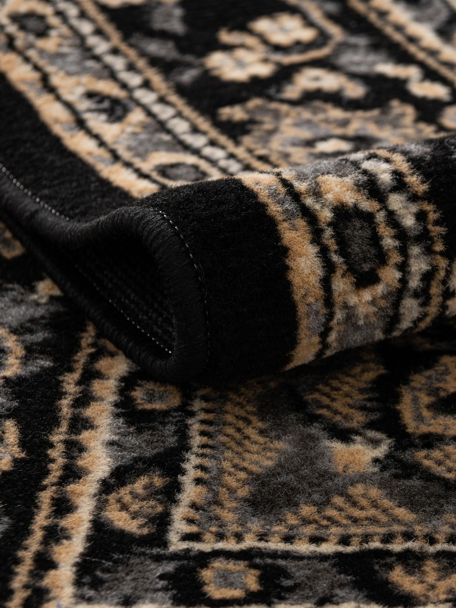 Black 2' x 8' 2 Reza Runner Area Rug 100% Polypropylene Easy Clean Traditional Motif Classic Carpet for Home Interiors for Sale at Rug Engine