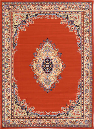 Terracotta 7' 1 x 10' Reza Rectangle Area Rug 100% Polypropylene Easy Clean Traditional Motif Classic Carpet for Home Interiors for Sale at Rug Engine