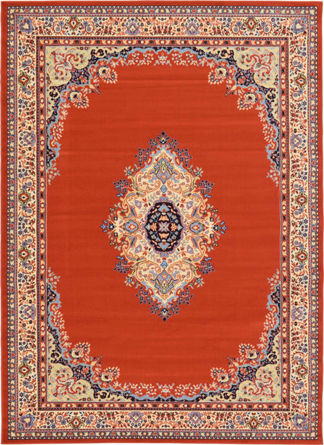 Terracotta 7' 1 x 10' Reza Rectangle Area Rug 100% Polypropylene Easy Clean Traditional Motif Classic Carpet for Home Interiors for Sale at Rug Engine