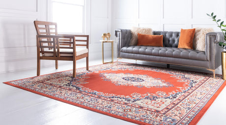 Terracotta 7' 10 x 7' 10 Reza Square Area Rug 100% Polypropylene Easy Clean Traditional Motif Classic Carpet for Home Interiors for Sale at Rug Engine