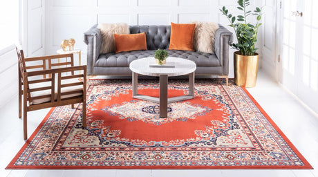 Terracotta 7' 10 x 7' 10 Reza Square Area Rug 100% Polypropylene Easy Clean Traditional Motif Classic Carpet for Home Interiors for Sale at Rug Engine