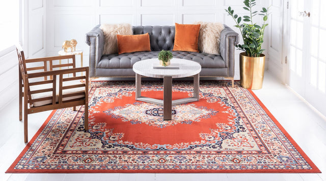 Terracotta 7' 10 x 7' 10 Reza Square Area Rug 100% Polypropylene Easy Clean Traditional Motif Classic Carpet for Home Interiors for Sale at Rug Engine