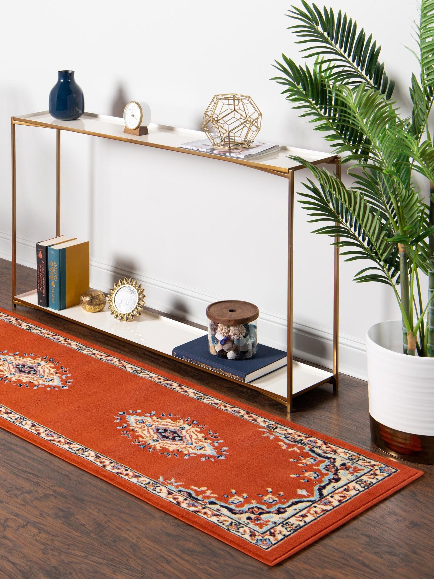 Terracotta 3' 1 x 16' 5 Reza Runner Area Rug 100% Polypropylene Easy Clean Traditional Motif Classic Carpet for Home Interiors for Sale at Rug Engine