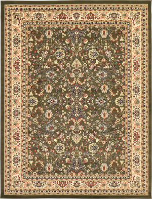 Green 9' x 12' Sialk Hill Rectangle Area Rug 100% Polypropylene Durable Easy Clean Classic Traditional Design Carpet for Interior Design for Sale at Rug Engine