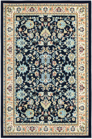 Navy Blue 6' 1 x 9' Sialk Hill Rectangle Area Rug 100% Polypropylene Durable Easy Clean Classic Traditional Design Carpet for Interior Design for Sale at Rug Engine