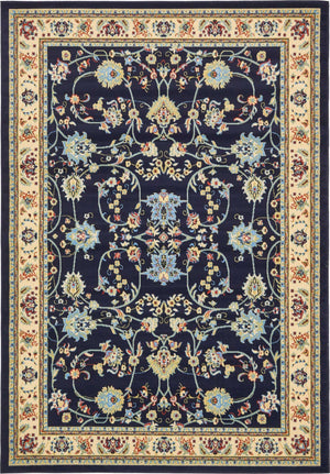 Navy Blue 7' 1 x 10' Sialk Hill Rectangle Area Rug 100% Polypropylene Durable Easy Clean Classic Traditional Design Carpet for Interior Design for Sale at Rug Engine