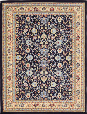 Navy Blue 9' x 12' Sialk Hill Rectangle Area Rug 100% Polypropylene Durable Easy Clean Classic Traditional Design Carpet for Interior Design for Sale at Rug Engine