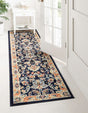 Navy Blue 3' 1 x 16' 5 Sialk Hill Runner Area Rug 100% Polypropylene Durable Easy Clean Classic Traditional Design Carpet for Interior Design for Sale at Rug Engine