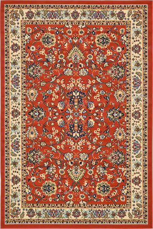 Terracotta 6' 1 x 9' Sialk Hill Rectangle Area Rug 100% Polypropylene Durable Easy Clean Classic Traditional Design Carpet for Interior Design for Sale at Rug Engine
