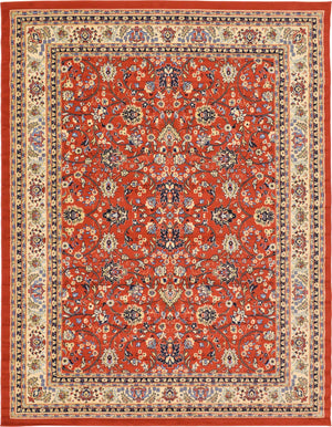 Terracotta 9' x 12' Sialk Hill Rectangle Area Rug 100% Polypropylene Durable Easy Clean Classic Traditional Design Carpet for Interior Design for Sale at Rug Engine