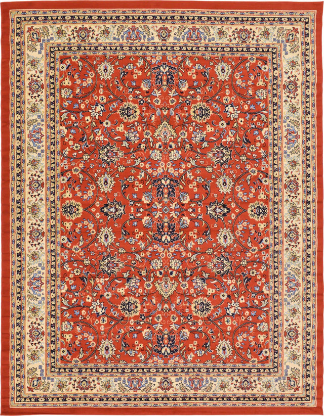 Terracotta 9' x 12' Sialk Hill Rectangle Area Rug 100% Polypropylene Durable Easy Clean Classic Traditional Design Carpet for Interior Design for Sale at Rug Engine