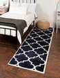 Navy Blue 2' 7 x 10' Trellis Runner Area Rug