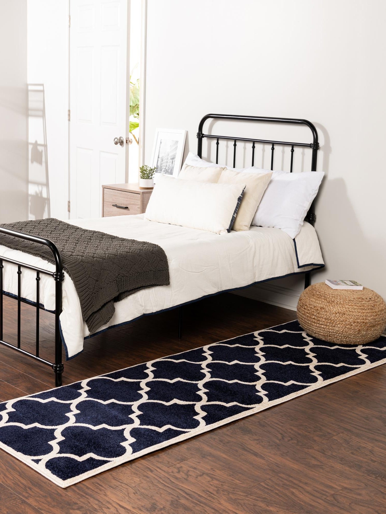 Navy Blue 2' x 8' Trellis Runner Area Rug