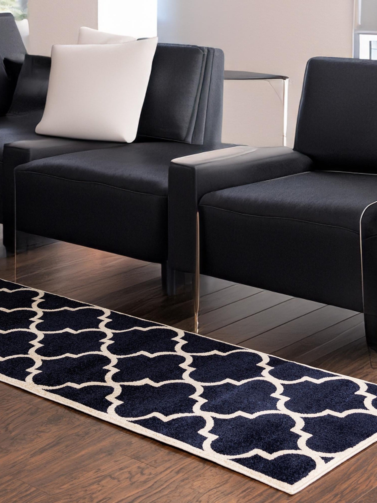 Navy Blue 2' x 8' Trellis Runner Area Rug