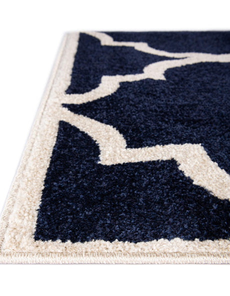 Navy Blue 2' 7 x 10' Trellis Runner Area Rug Geometric Modern Unique Durable Easy Clean Carpet for Contemporary Interior Design for Sale at Rug Engine