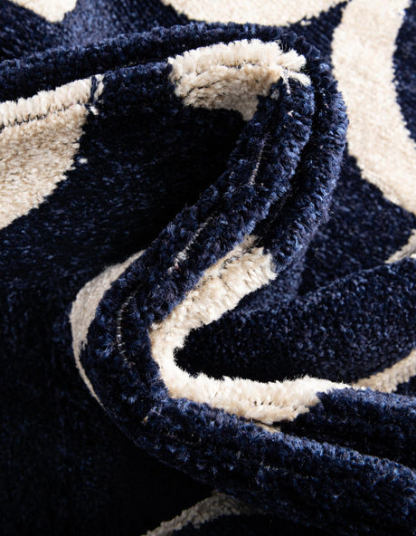 Navy Blue 2' 7 x 10' Trellis Runner Area Rug Geometric Modern Unique Durable Easy Clean Carpet for Contemporary Interior Design for Sale at Rug Engine
