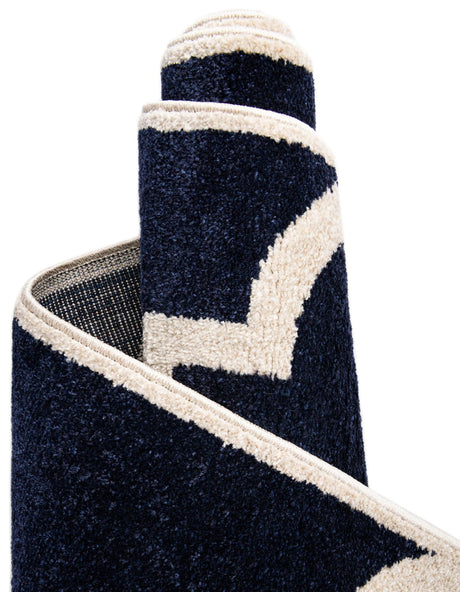 Navy Blue 2' 7 x 10' Trellis Runner Area Rug Geometric Modern Unique Durable Easy Clean Carpet for Contemporary Interior Design for Sale at Rug Engine