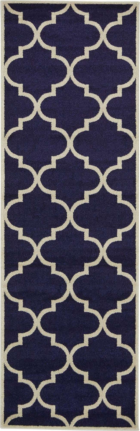 Navy Blue 2' x 8' Trellis Runner Area Rug