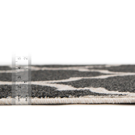 Black and White 2' 7 x 8' Trellis Runner Area Rug Geometric Modern Unique Durable Easy Clean Carpet for Contemporary Interior Design for Sale at Rug Engine