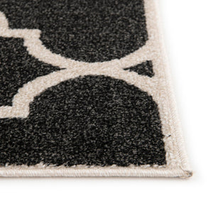 Black and White 2' 7 x 8' Trellis Runner Area Rug