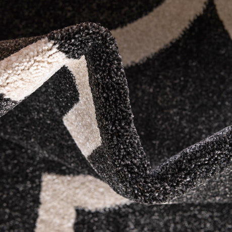 Black and White 2' 7 x 8' Trellis Runner Area Rug Geometric Modern Unique Durable Easy Clean Carpet for Contemporary Interior Design for Sale at Rug Engine